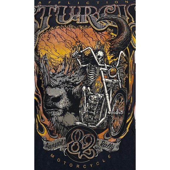 Affliction Women's T-Shirt Strugis 82 Biker Tattoo - Picture 7 of 12
